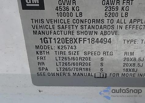 2015 GMC Sierra 2500Hd Denali из США, поврежденный, VIN 1GT120E8XFF184494